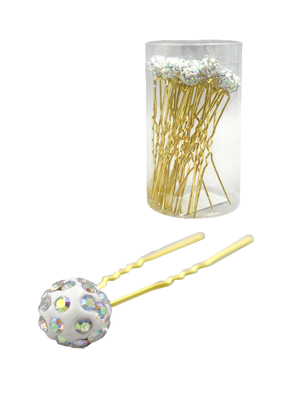 Stone Hair Pin (20/jar) #7668 Gold -Jar