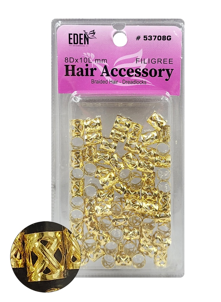 EDEN Blister (8x10mm) Flligree Tube -Gold #53708G -pc