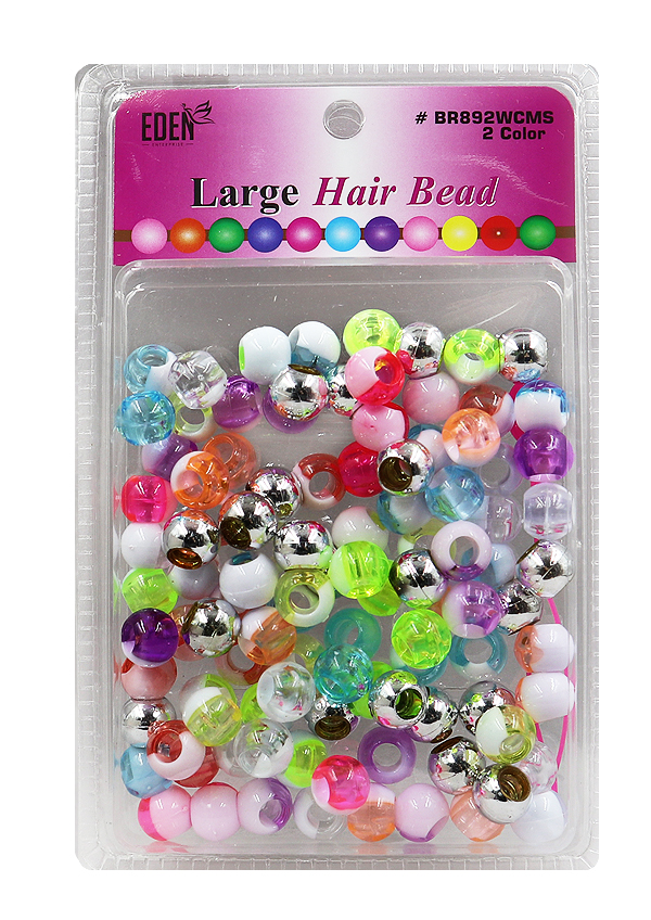 Eden 2Color Large Round Bead -(White/Clear Assrt/Silver) #BR92WCMS -pk