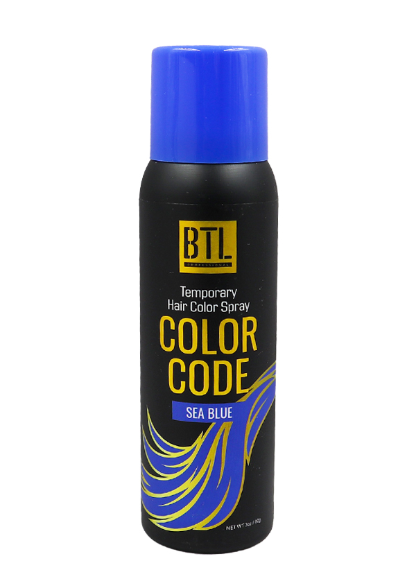 BTL Color Code Temporay Hair Color Spray -Sea Blue (3 oz) #17