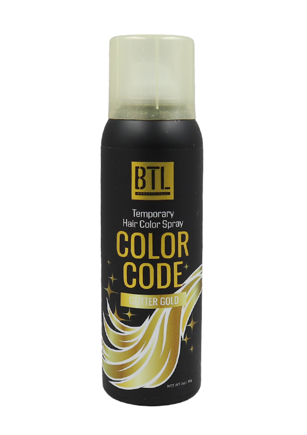 BTL Color Code Temporay Hair Color Spray #Glitter Gold (3 oz) #17