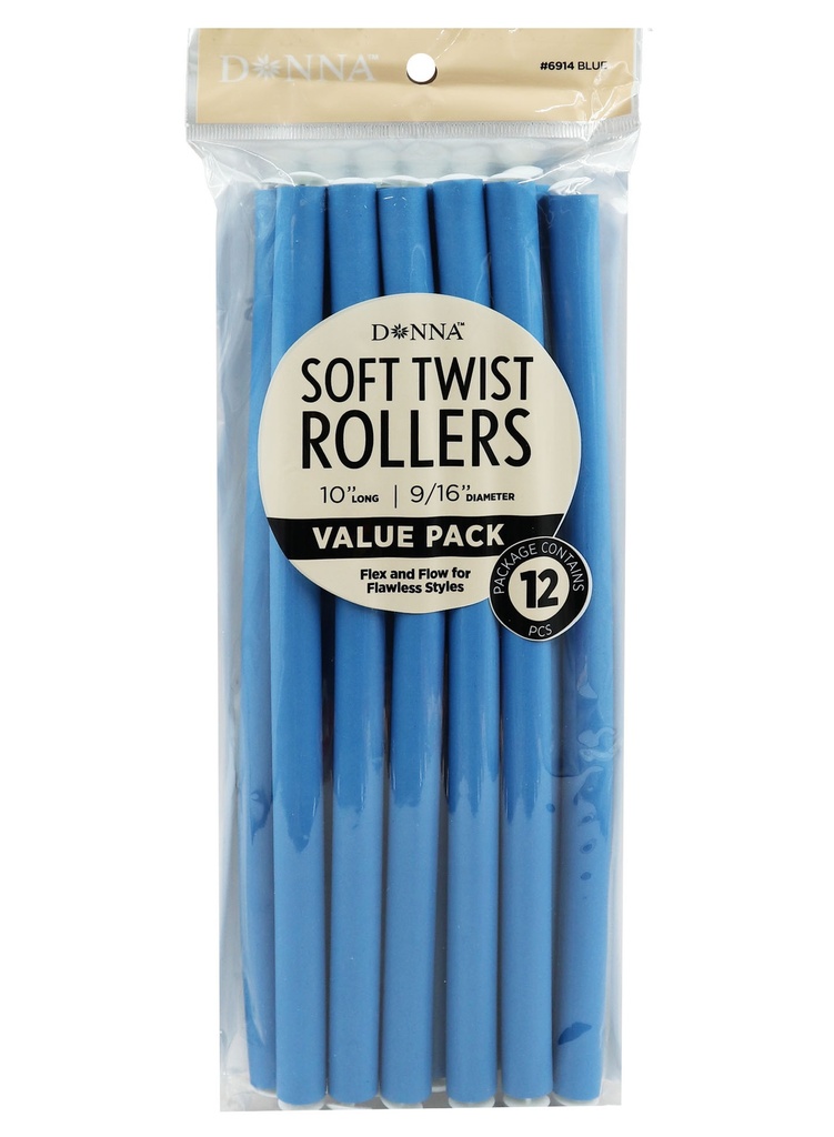 Donna Soft Twist Rollers 10" #6914 Blue -pc