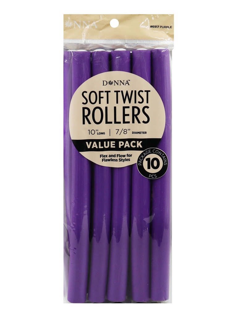 Donna Soft Twist Rollers 10" #6917 Purple pc