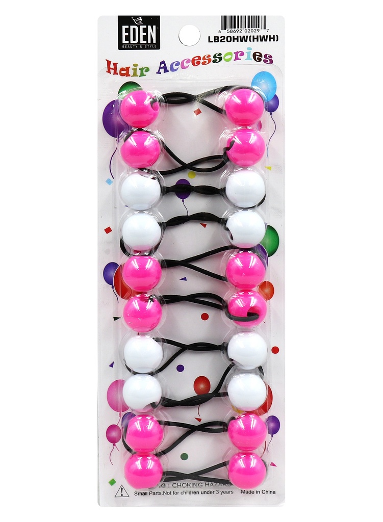 Eden 20mm Hair Ball -Pink/White #LB20HW[HWH] -pk