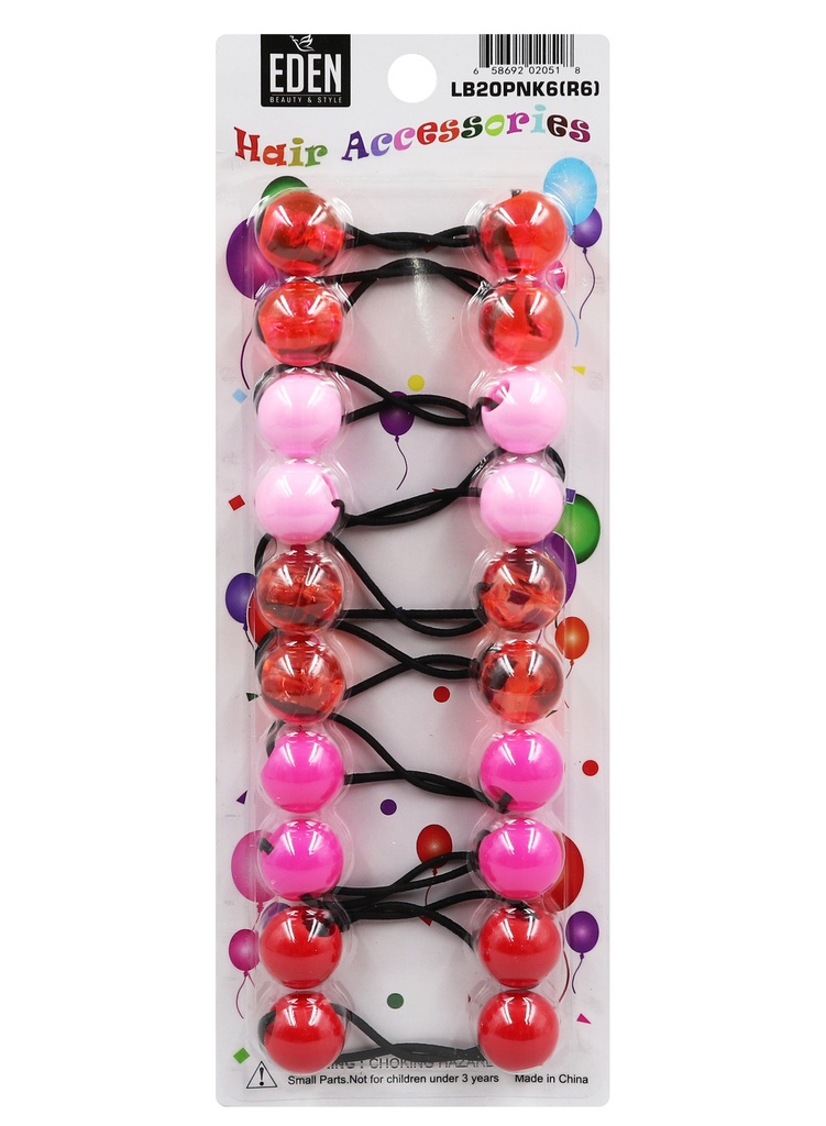 Eden 20mm Hair Ball -Pink Asst #LB20PNK6[R6] -pk
