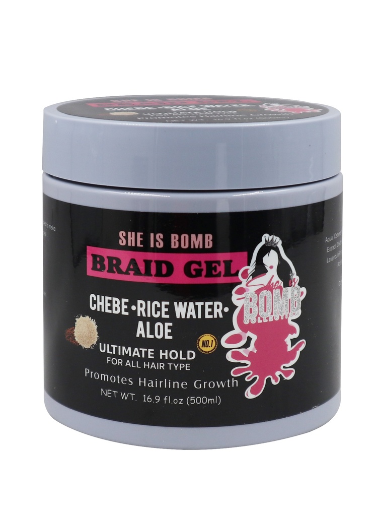 SHE IS BOMB Braid Gel -Chebe-Rice Water-Aloe (16.9 oz) #20