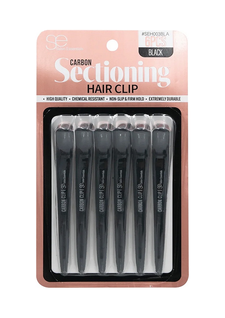 Magic Carbon Sectioning Hair Clip #SEH003BLA (6 pc/pk) -pk