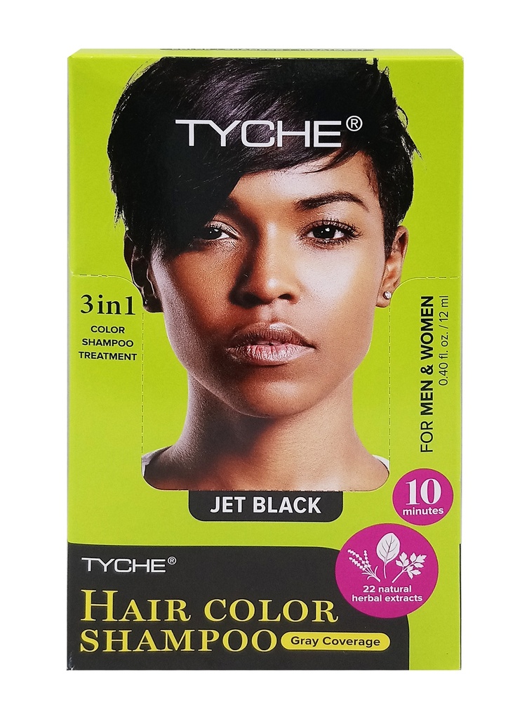 NK TYCHE Hair Color Shampoo 3-N-1 (Color+Shampoo+Treatement) #Jet Black (0.4 oz/12pk) -Pk #130