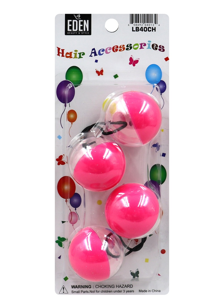 Eden 2 color 40mm Hair Ball -Clear & Hot Pink #LB40CH -pk