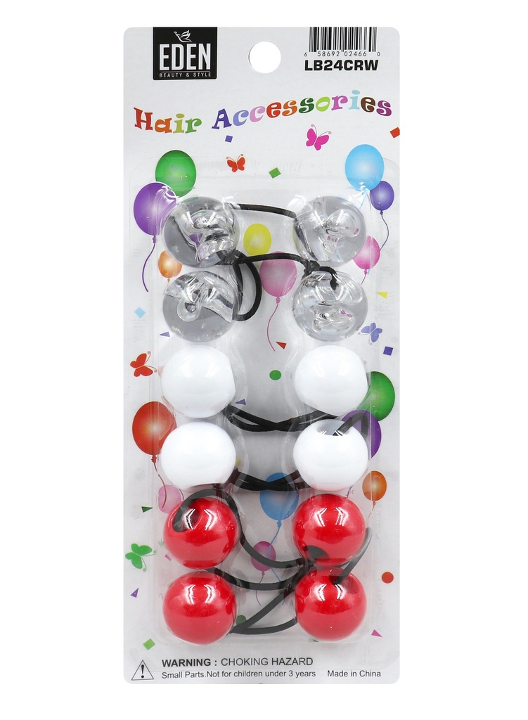 Eden 24mm Hair Ball -Clear/Red/White #LB24CRW -pk