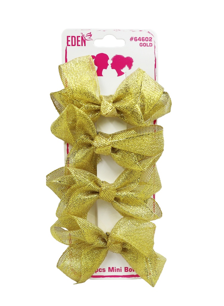 Eden Mini Bow Hair Accessory #64602 Gold (4 pcs/pk) -dz