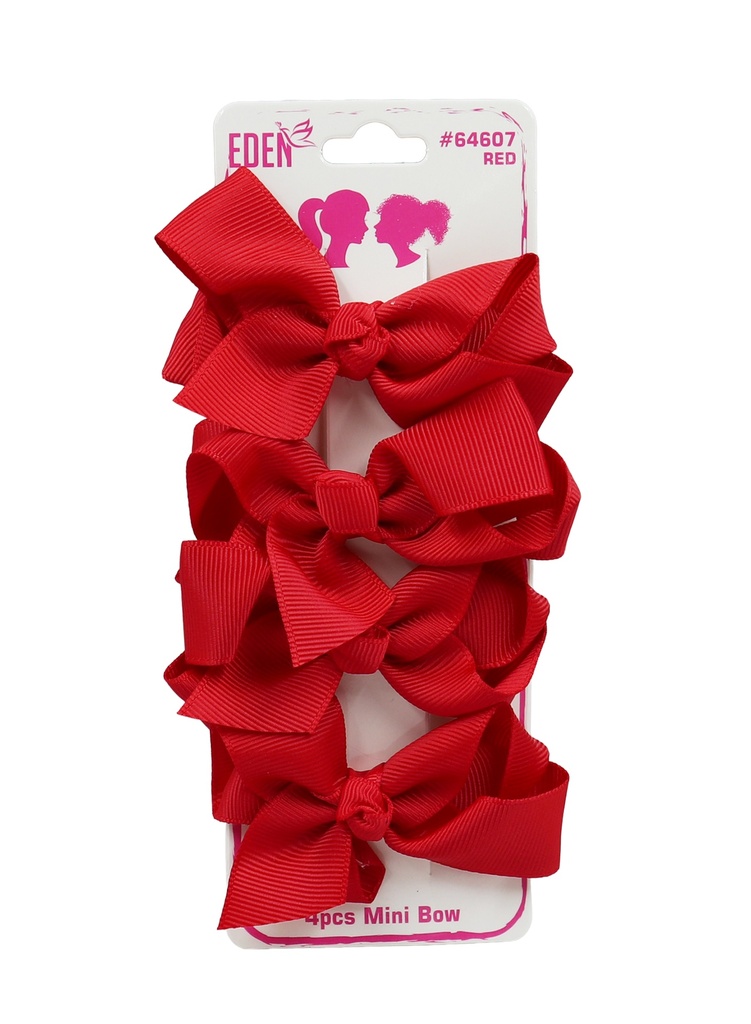 Eden Mini Bow Hair Accessory #64607 Red (4 pcs/pk) -dz