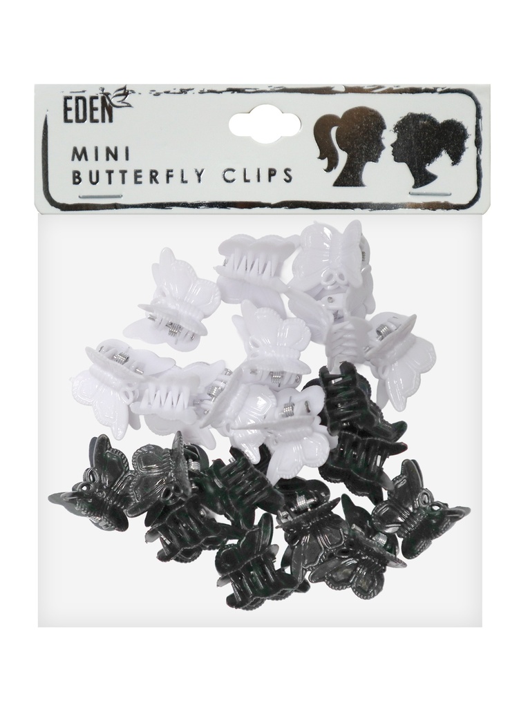 Eden Mini Buterfly Clips #68103 B/M Black/White -dz