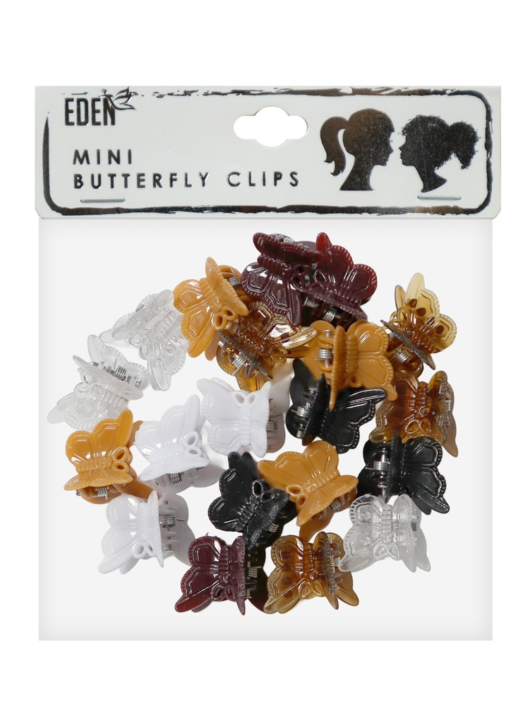 Eden Mini Buterfly Clips #68108Brown Mix -dz