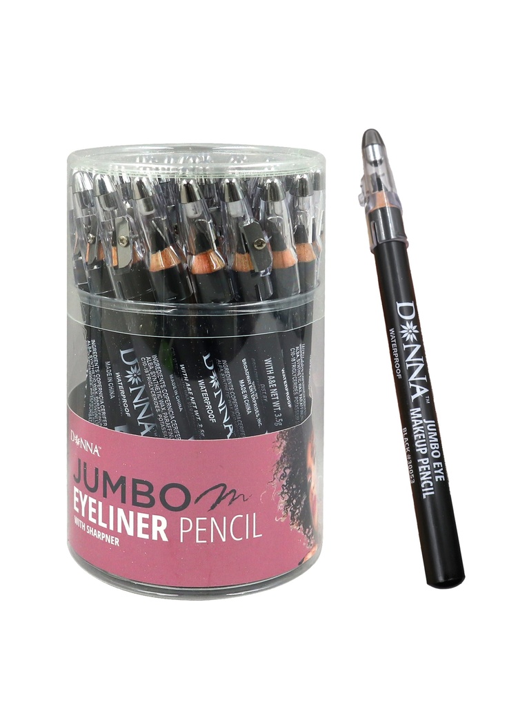 Donna Jumbo Eyeliner Pencil with Sharpner #30053 Black (36 pcs/Jar) -Jar