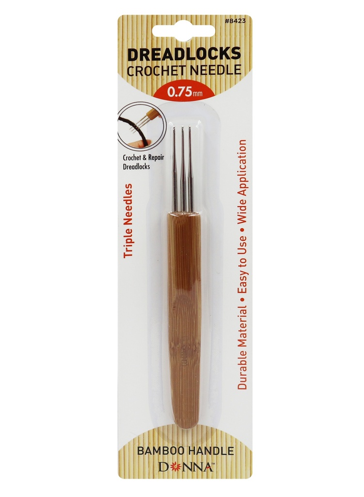 Donna 3-Hook Bamboo Dreadlocks Needle (0.75 mm) #8423 -dz