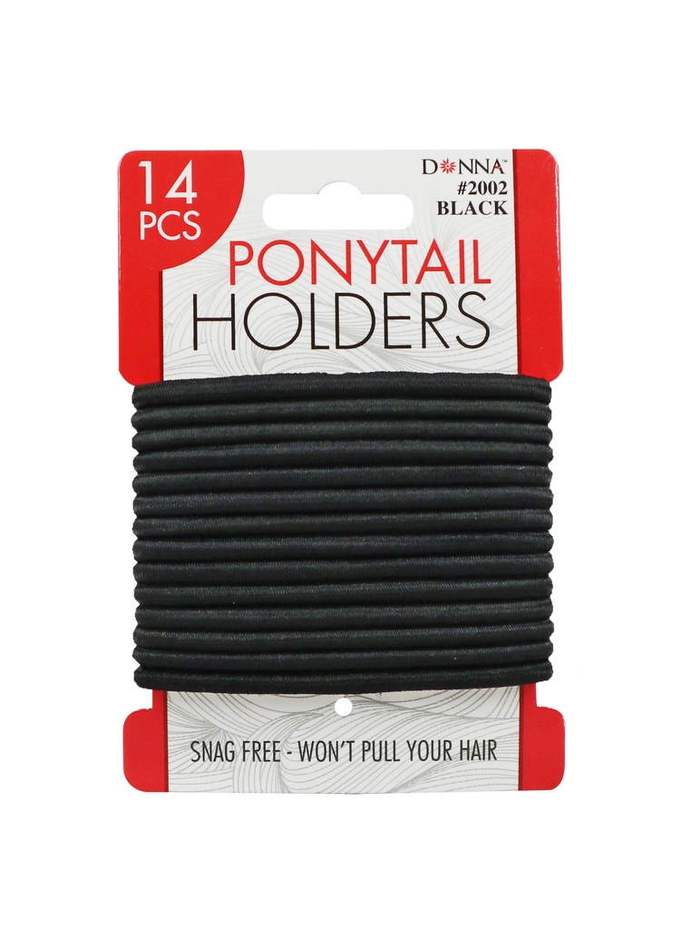 Donna Ponytail Holders (14 pcs) #2002 Black -dz