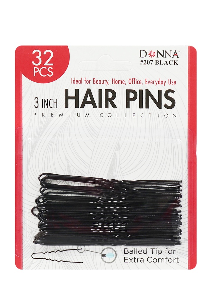 Donna Hair Pins (3"/32pcs) #207 Black -dz