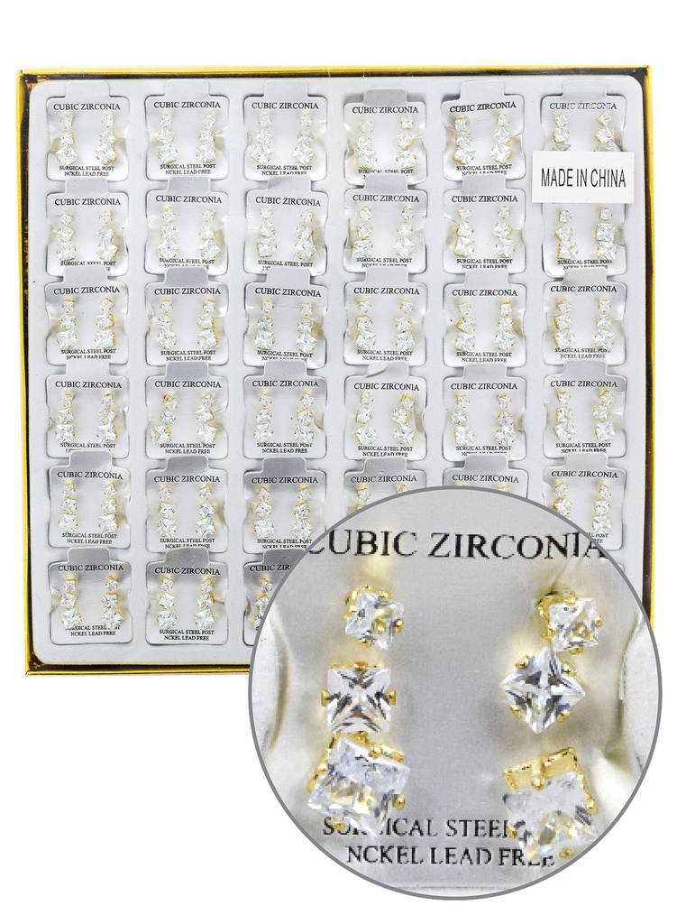 Magic Gold Cubic Zirconia [Square Gold] 36pairs #ERJ98912(=#ERJ98914) -pk
