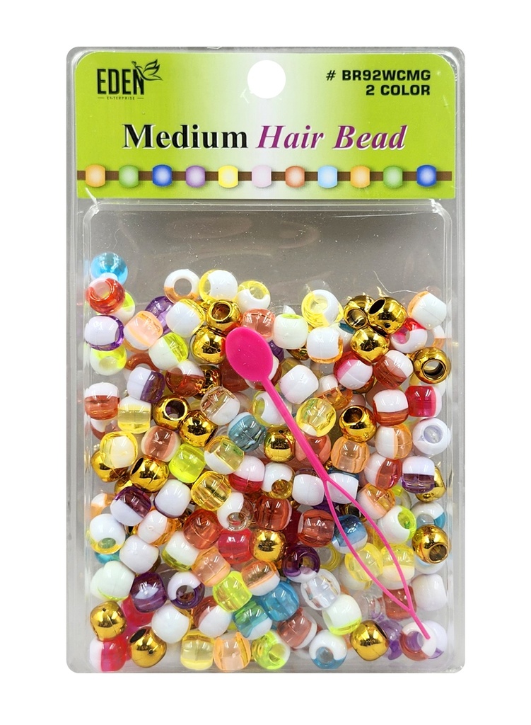 Eden 2Color MEDIUM Round Bead (Clear/Assrt/Gold) #BR92WCMG -pk