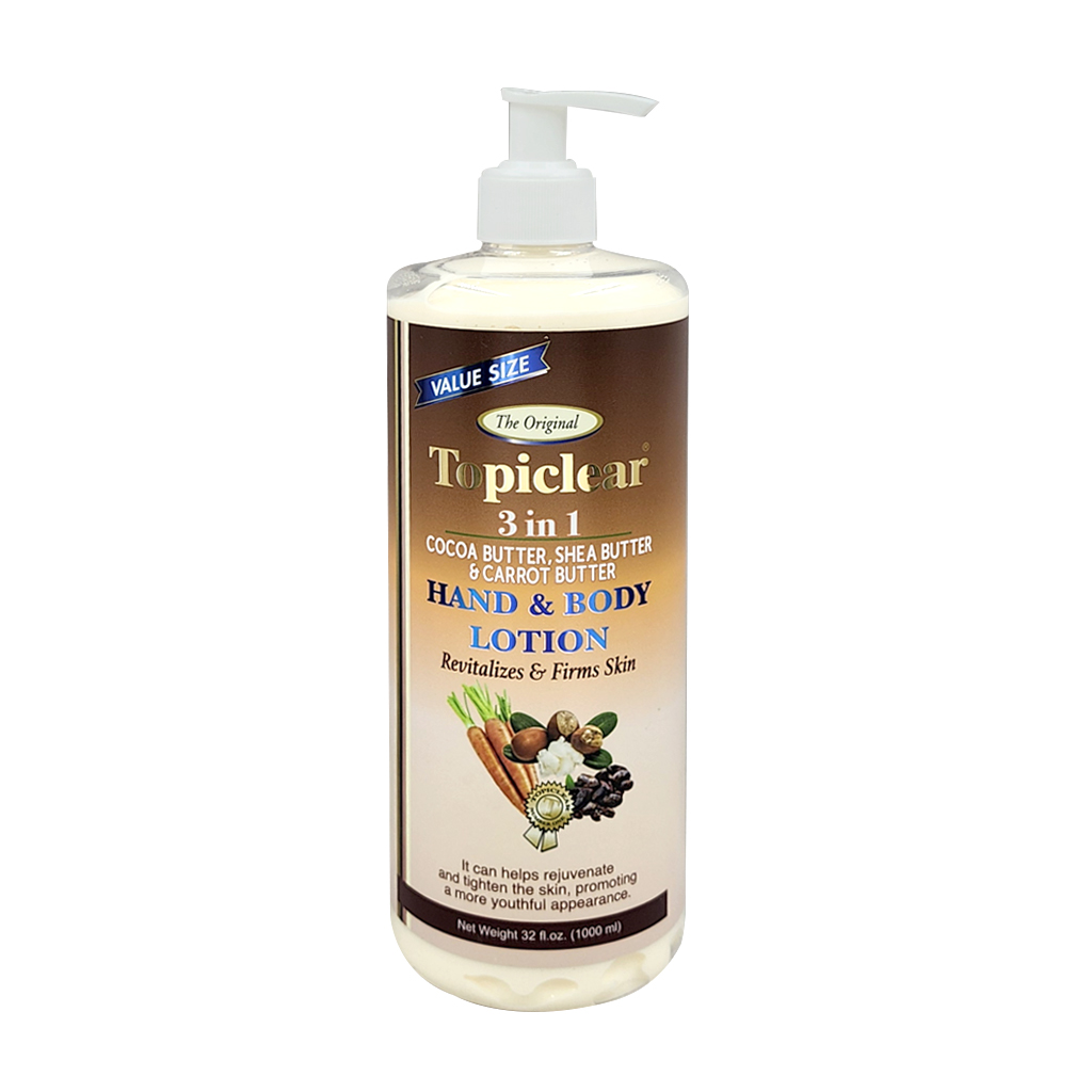 Topiclear 3 in 1 Hand&Body Lotion -Cocoa, Shea, Carrot Butter (32 oz) #20
