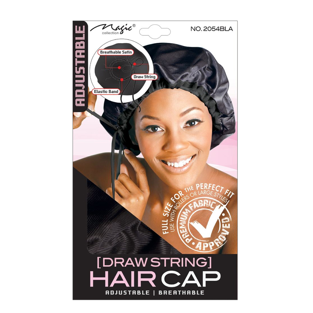 Magic Draw String Adjustable Hair Cap #2054BLA -dz