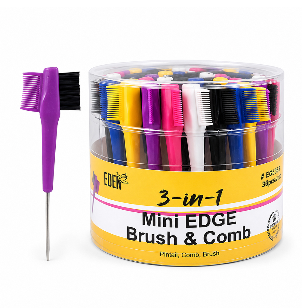 Eden 3-in-1 Mini Edge Brush & Comb (36 pc) -jar