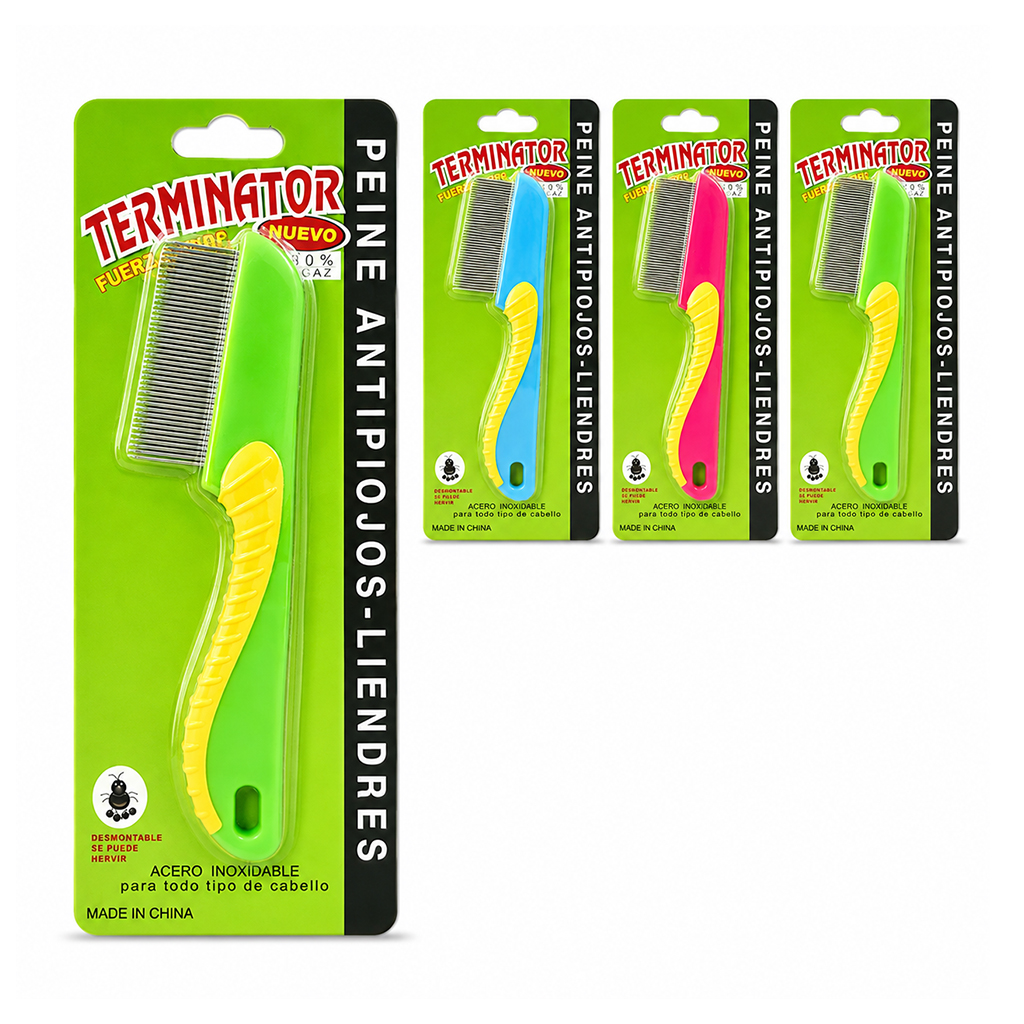 Magic Gold Terminator Lice Comb with Handle #MG07918 Asst (12 pc) -dz