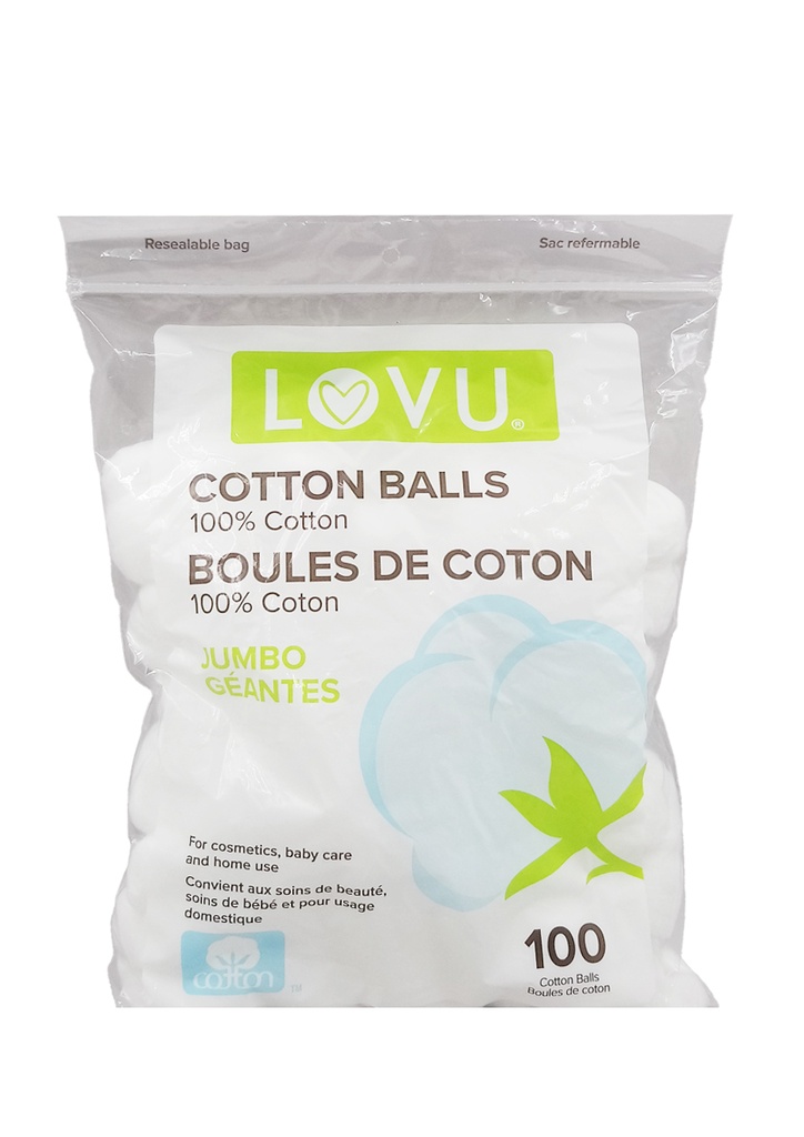 LOVU Cotton Balls #Jumbo (100 Balls/bag) -pc