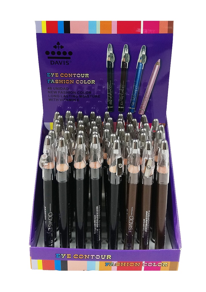 Davis Thick Eye Color Pencil w/ Sharpener (Black+Brown) -48pcs #M002-Box