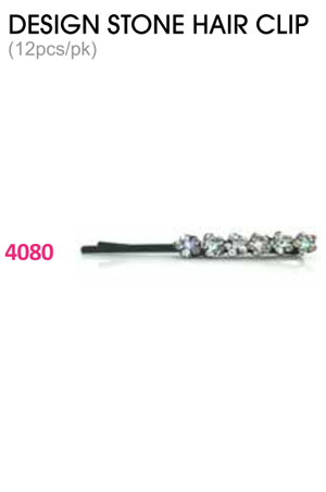 Design Stone Hair Clip : (12pcs /pk) #4080 -pk