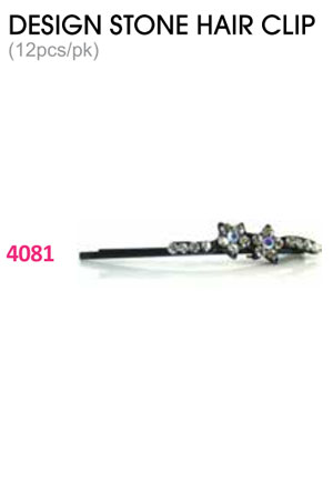 Design Stone Hair Clip : (12pcs /pk) #4081 -pk
