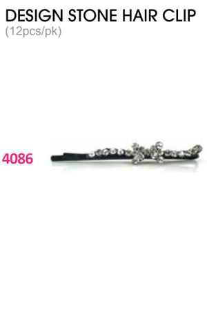 Design Stone Hair Clip : (12pcs /pk) #4086 -pk