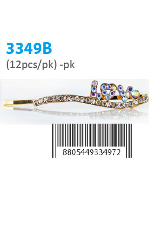 Design Stone Hair Pin (12 pairs /pk) #3349B -pk(Love)