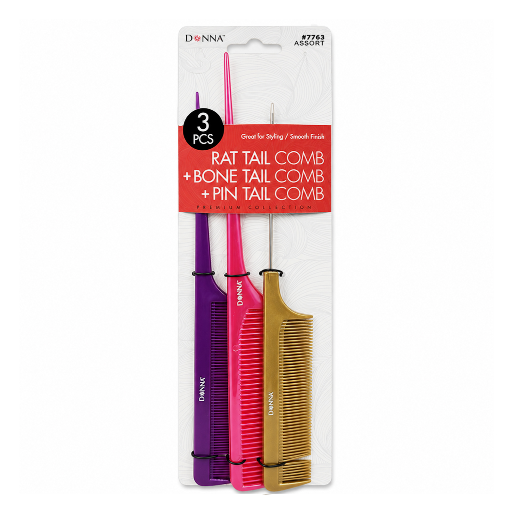 Donna 3pcs Rat Tail & Bone Tail & Pin Tail Comb #7763 -dz