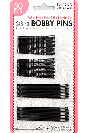 Donna 50 Assorted Bobby Pins (2"+3")-Black#221-dz