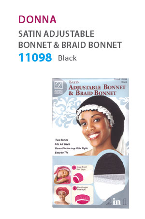 Donna Adjustable Bonnet & Braid Bonnet #11098(Black) -Dz