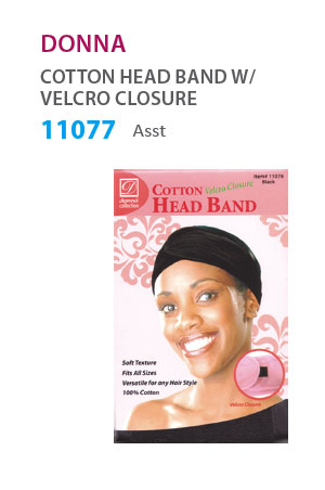 Donna Cotton Head Band with Velcro #11077(Mix) - Dz