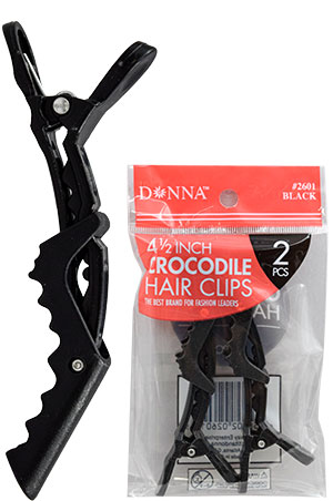 Donna Crocodile Clip-2pc (4.5")-Black#2601-dz