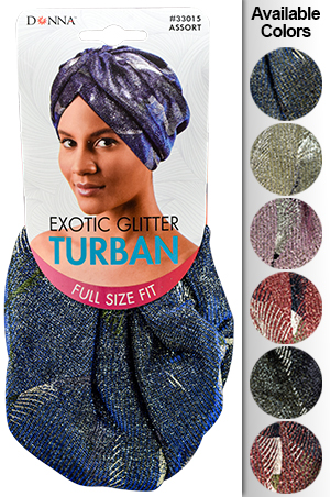 Donna Exotic Glitter Turban-Full size #33015 (Asst) -dz