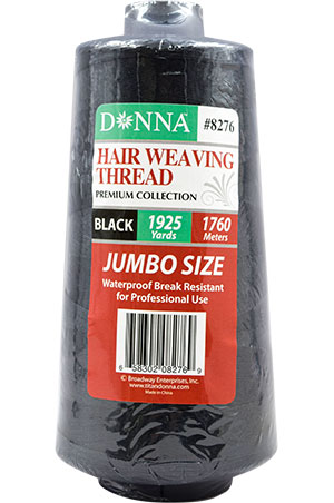 Donna Hair Weaving Thread [Jumbo] 1760m -Black #8276 (6pc/pk) -pk