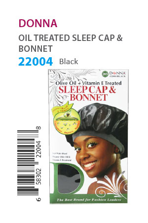 Donna Oil Treated Sleep Cap & Bonnet #22004 Black - dz