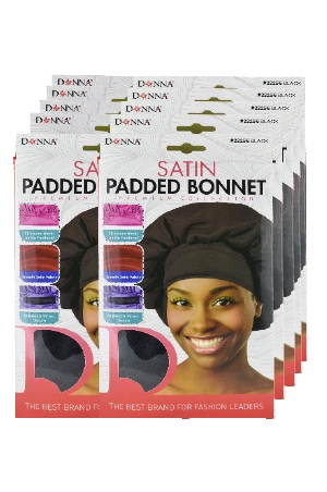 Donna Satin Padded Bonnet #22256 #Black-dz
