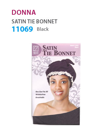 Donna Satin Tie Bonnet #11069(Black) - Dz