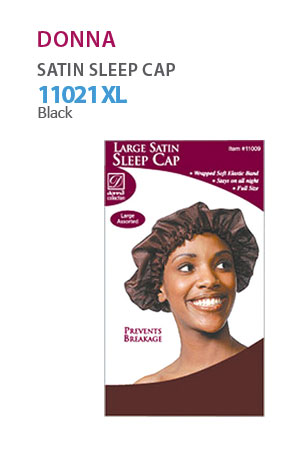 Donna XL Satin Sleep Cap #11021 (Black) -dz