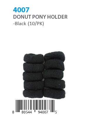 Donut Ponytail Holder #4007 Black  (10/pk)