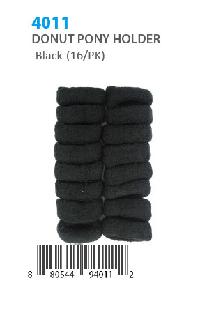 Donut Ponytail Holder #4011 Black  (16/pk)