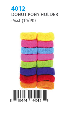 Donut Ponytail Holder #4012 Asst (16/pk)