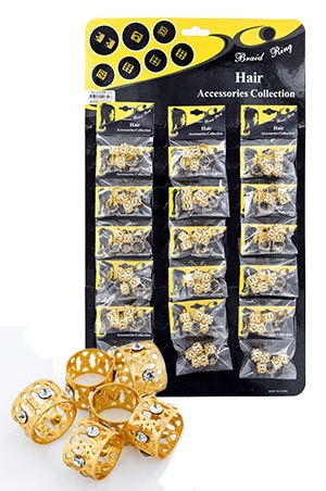 #CX6110 Gold Hair & Nail Ring Bead (L) [18/pk] - pk