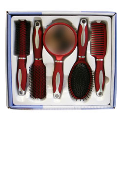 MAGIC GOLD Doo-Oh 5pcs Hair Brush Set #0202 Red